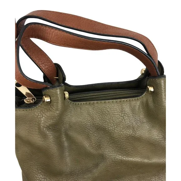 Olive Green Simply Noelle Convertible Faux Leather Crossbody Bag - Picture 6 of 12